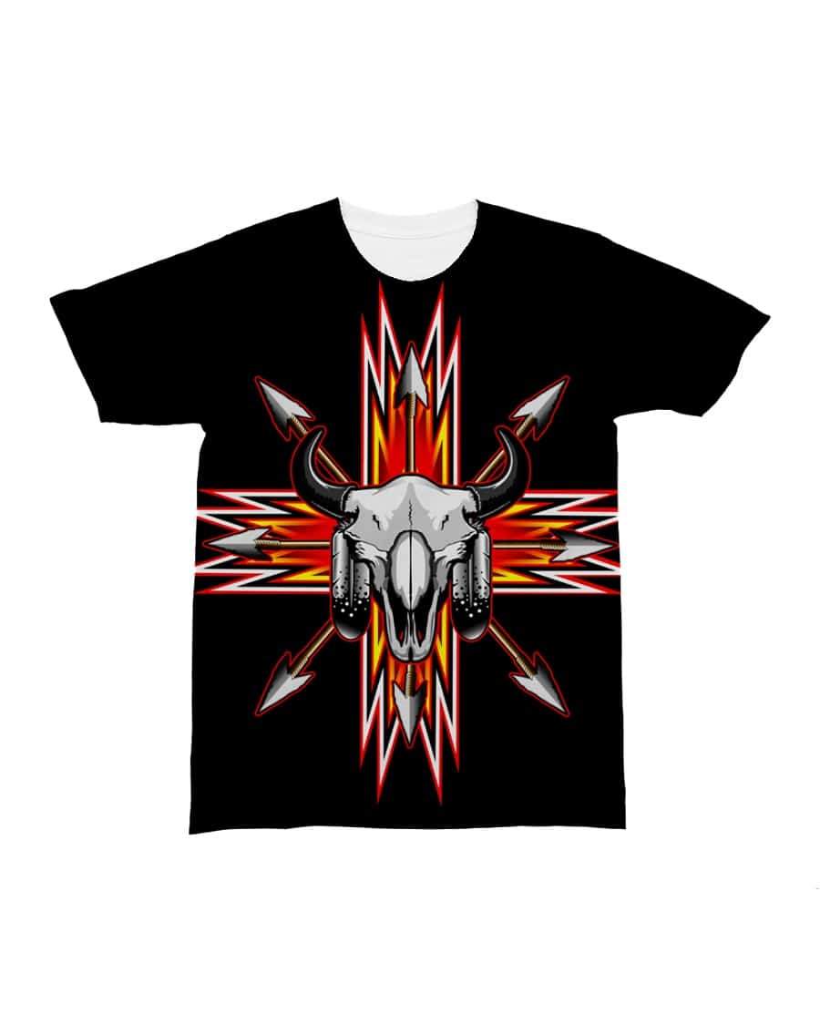 Native American Bison Skull Red Arrow All over T Shirt LT10 - Wonder Print Shop