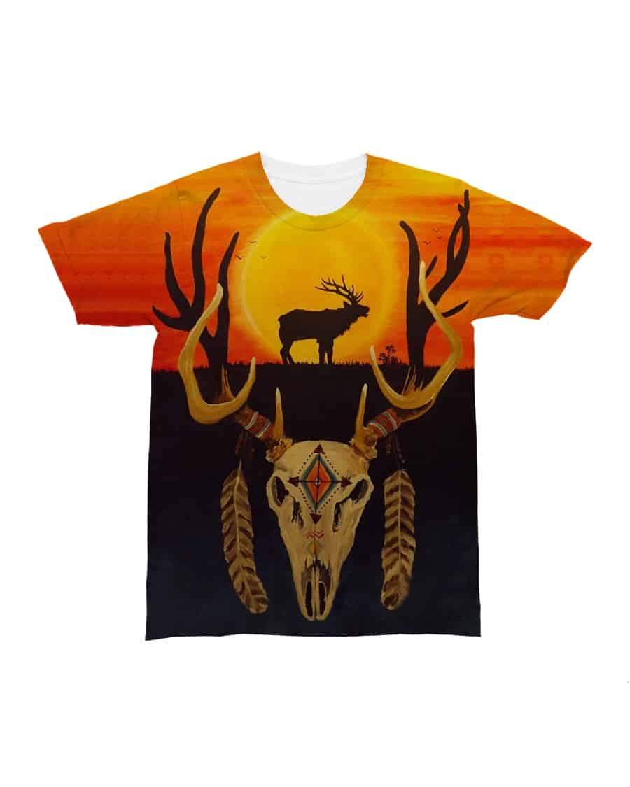 Native American Deer Skull Sun All over T Shirt LT10 - Wonder Print Shop