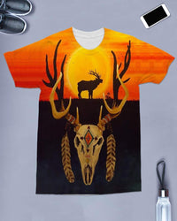 Native American Deer Skull Sun All over T Shirt LT10 - Wonder Print Shop