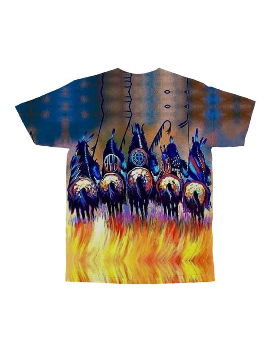Native American 5 Warriors Riding Horses All over T Shirt LT10 - Wonder Print Shop