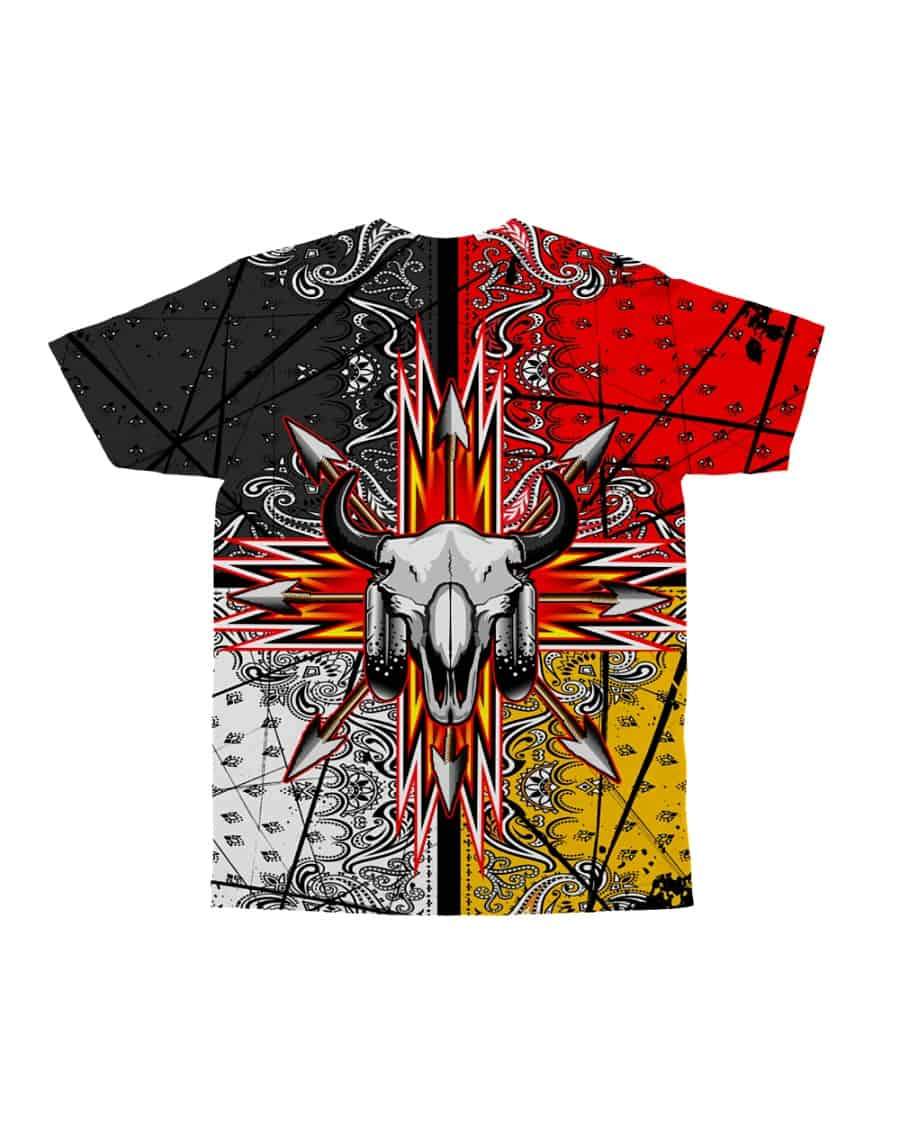 Bison Skull Head Arrow Native American Flag T Shirt LT10 - Wonder Print Shop
