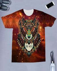 Native American Colorful Wolf Brown All over T Shirt LT10 - Wonder Print Shop