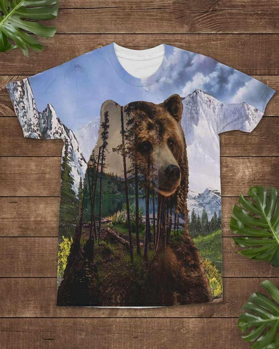 Native American Bear Forest All over T Shirt LT10 - Wonder Print Shop