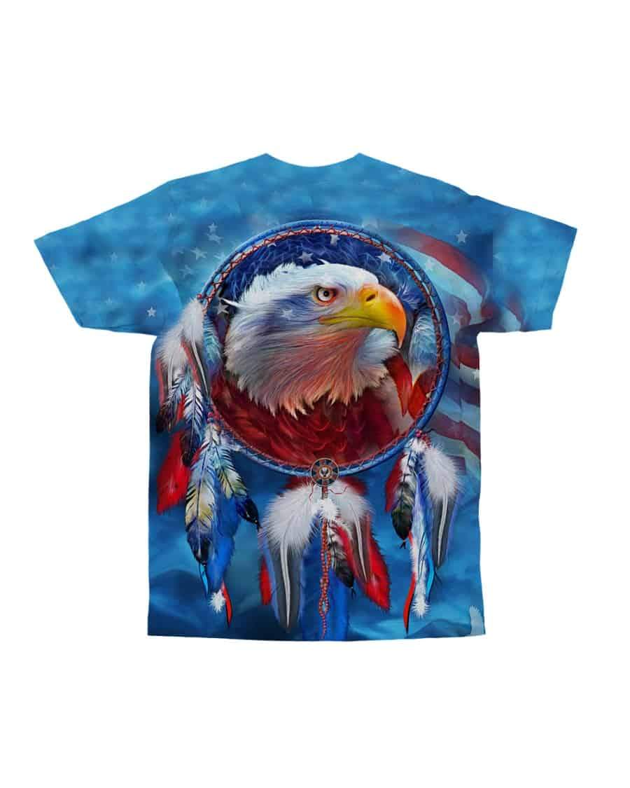 3D Blue Native American Dreamcatcher Eagle T Shirt LT10 - Wonder Print Shop
