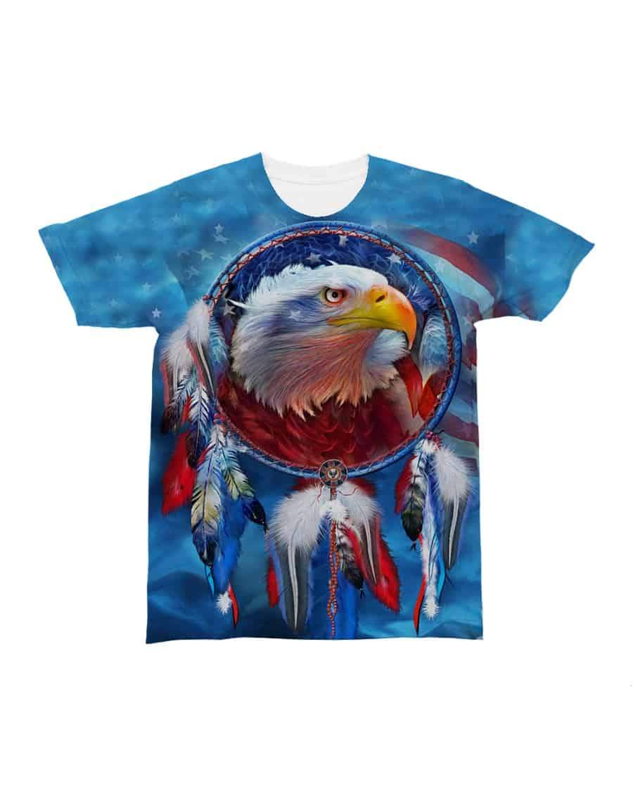 3D Blue Native American Dreamcatcher Eagle T Shirt LT10 - Wonder Print Shop