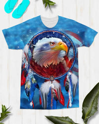 3D Blue Native American Dreamcatcher Eagle T Shirt LT10 - Wonder Print Shop