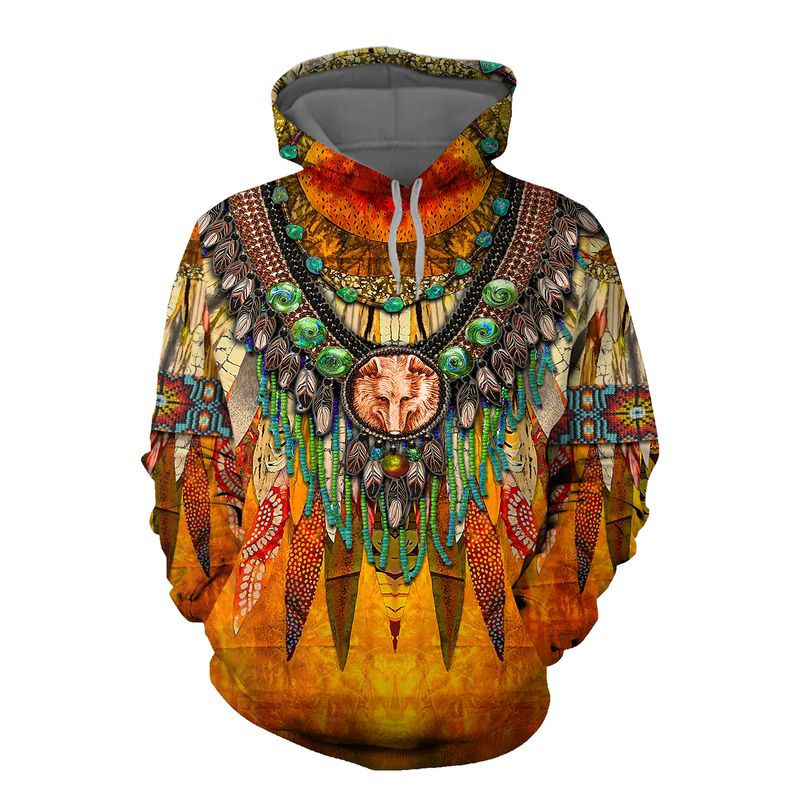 Native American Hoodie Wolf Limited Edition LT4 - Wonder Print Shop