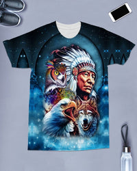 Native American Chief Spirit Animal Galaxy All over T Shirt LT10 - Wonder Print Shop