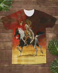 Native American Warrior Riding Horse All over T Shirt LT10 - Wonder Print Shop