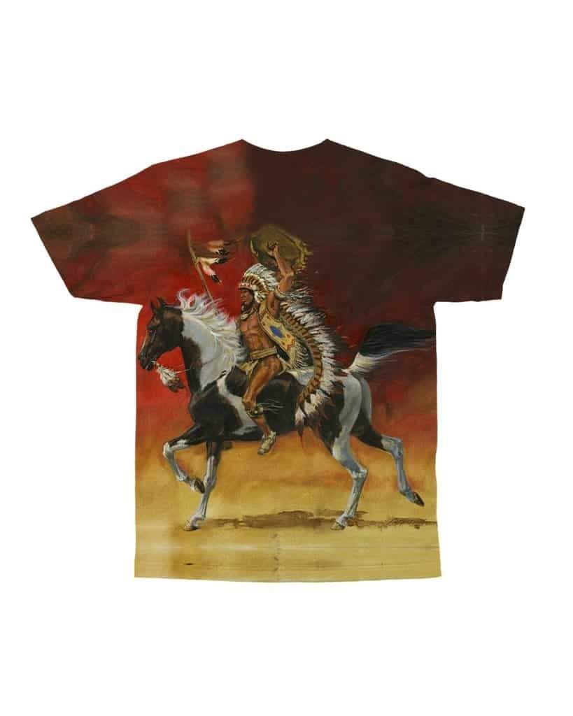 Native American Warrior Riding Horse All over T Shirt LT10 - Wonder Print Shop