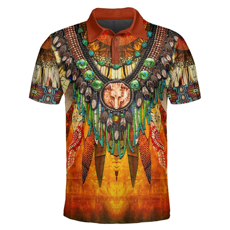 Native American Polo Shirt Wolf Limited Edition LT4 - Wonder Print Shop