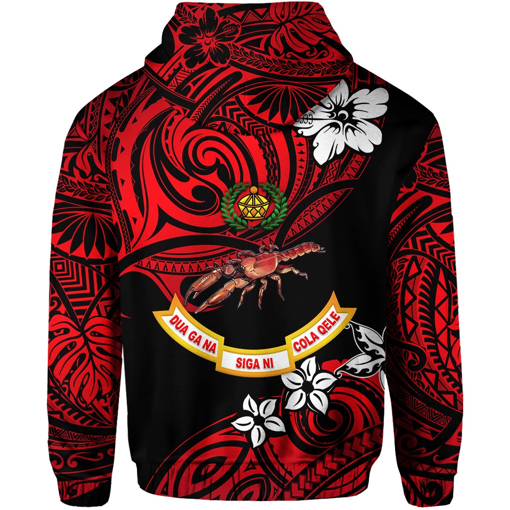 Custom Fiji Rewa Rugby Union Zip Hoodie Unique Vibes Red LT8 - Wonder Print Shop