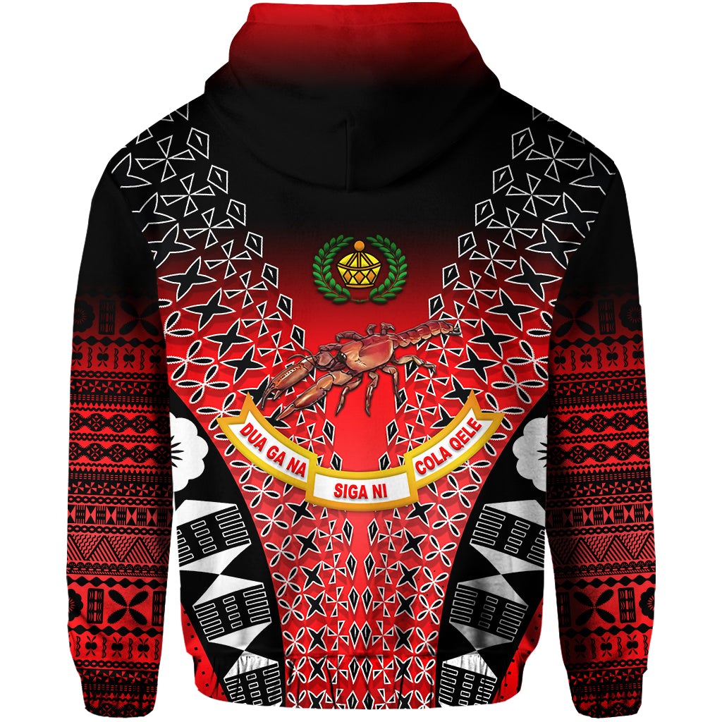 Fiji Rewa Rugby Union Zip Hoodie Tapa Style Red LT8 - Wonder Print Shop