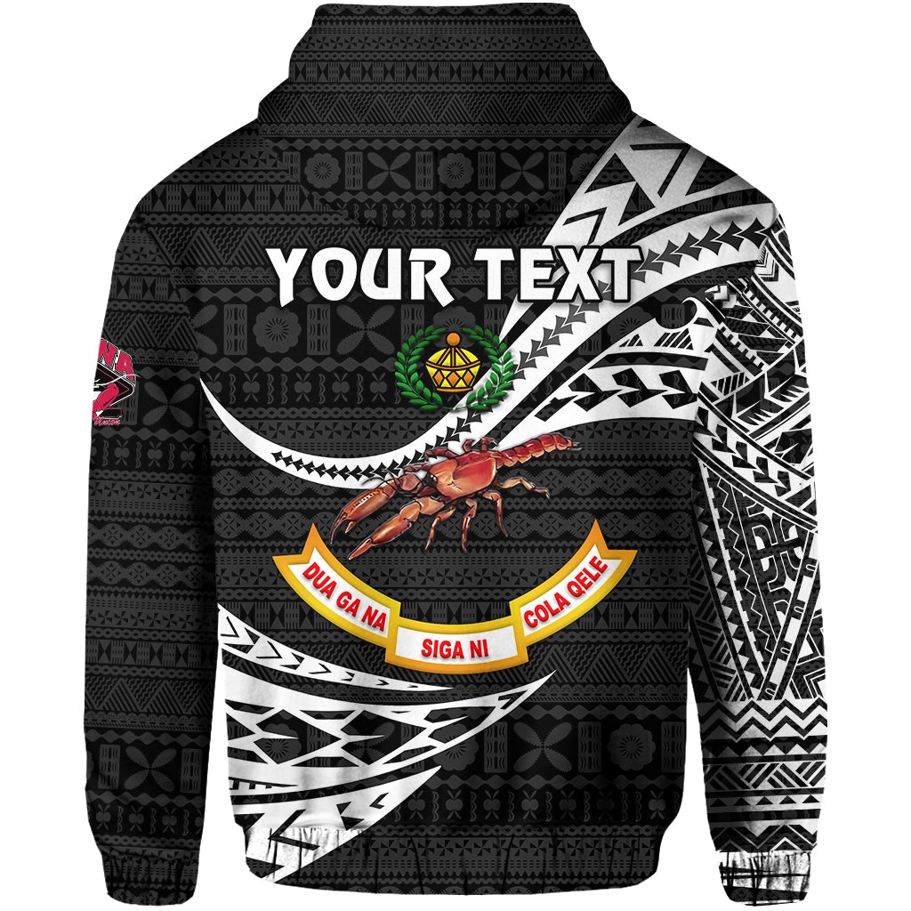 Custom Fiji Rewa Rugby Union Zip Hoodie Unique Version Black LT8 - Wonder Print Shop