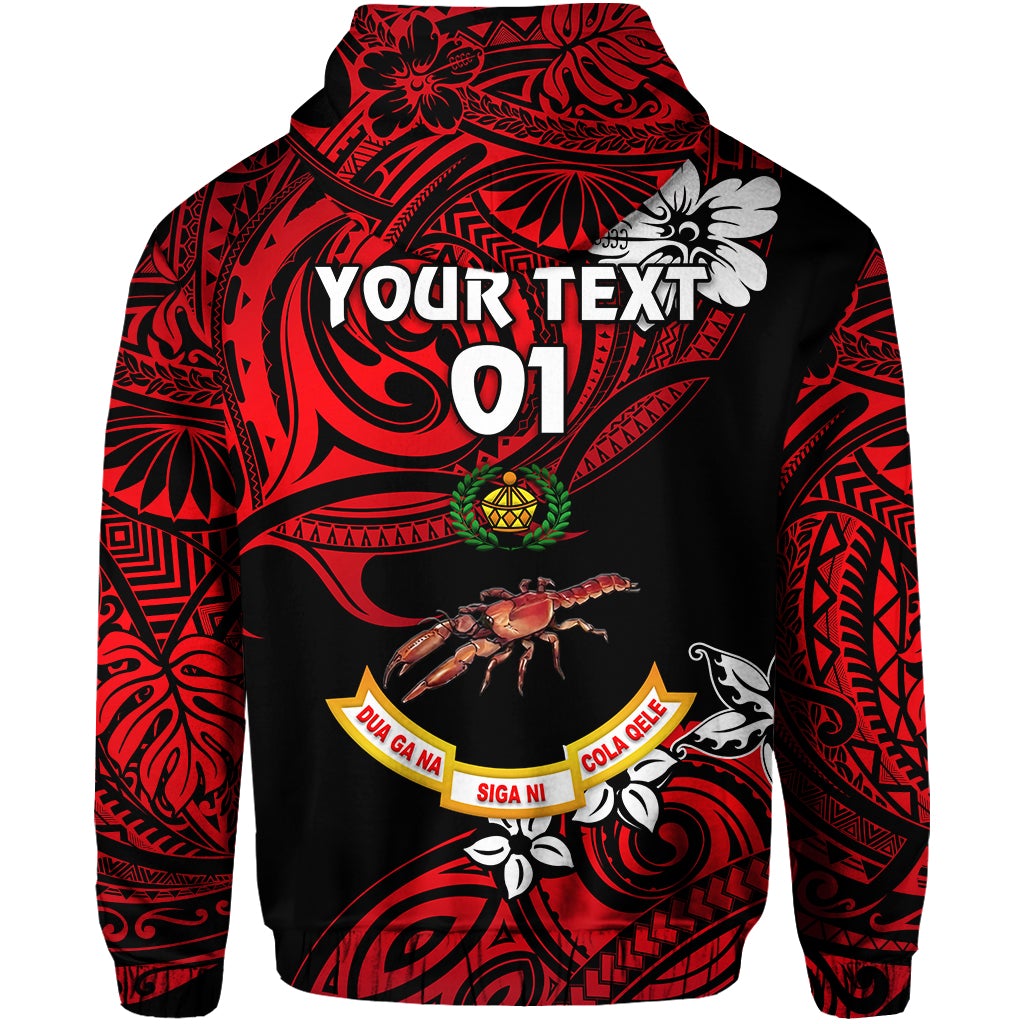 Custom Fiji Rewa Rugby Union Zip Hoodie Unique Vibes Red, Custom Text And Number LT8 - Wonder Print Shop