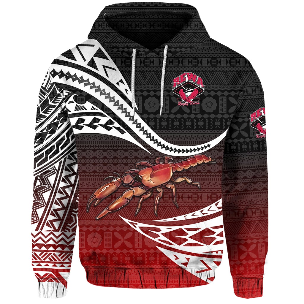 Custom Fiji Rewa Hoodie Rugby Union Unique Version Red LT8 - Wonder Print Shop