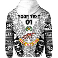 Custom Fiji Rewa Rugby Union Zip Hoodie Tapa Style White, Custom Text And Number LT8 - Wonder Print Shop