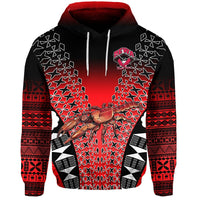 Custom Fiji Rewa Hoodie Rugby Union Tapa Style Red, Custom Text And Number LT8 - Wonder Print Shop