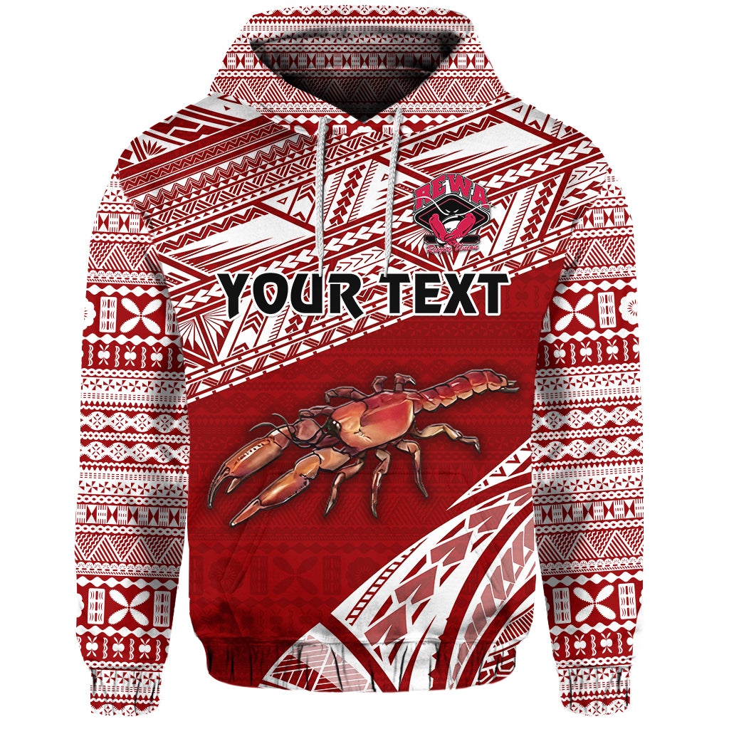 Custom Fiji Rewa Hoodie Rugby Union Special Version Red LT8 - Wonder Print Shop