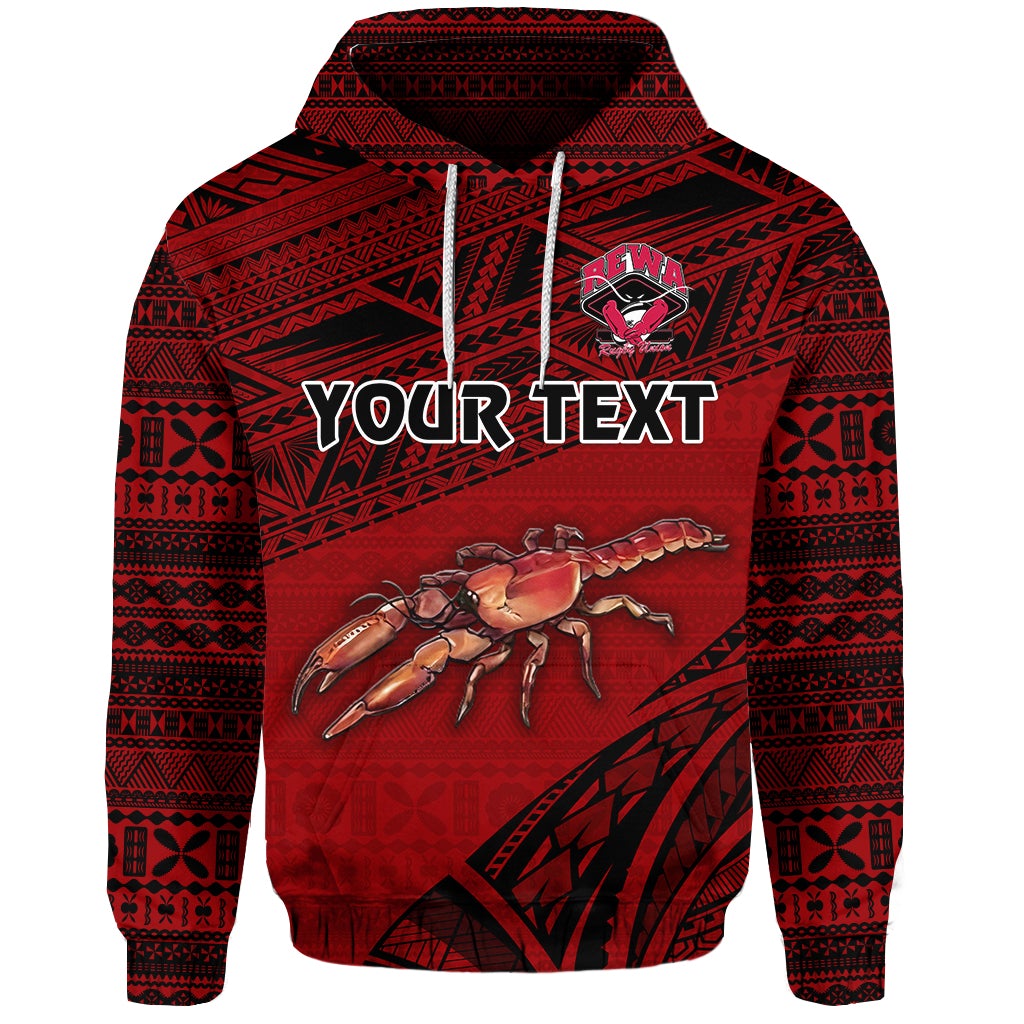 Custom Fiji Rewa Hoodie Rugby Union Special Version Red NO.1 LT8 - Wonder Print Shop
