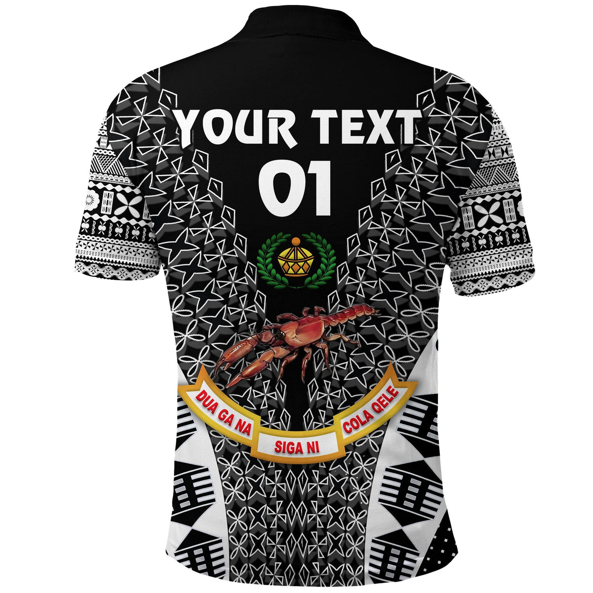 Custom Fiji Rewa Rugby Union Polo Shirt Tapa Style Black, Custom Text And Number LT8 - Wonder Print Shop
