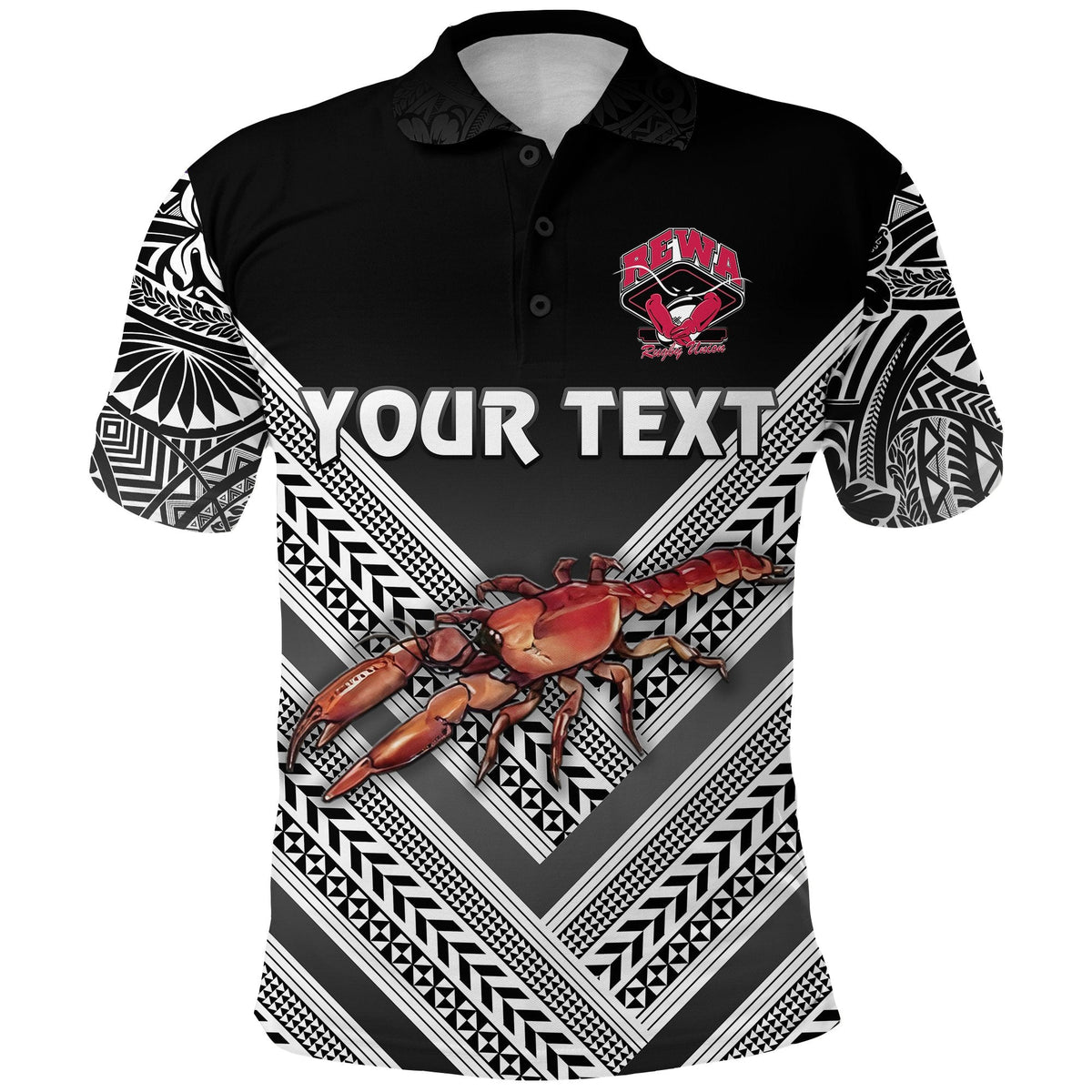 Custom Fiji Rewa Rugby Union Polo Shirt Creative Style Black LT8 - Wonder Print Shop