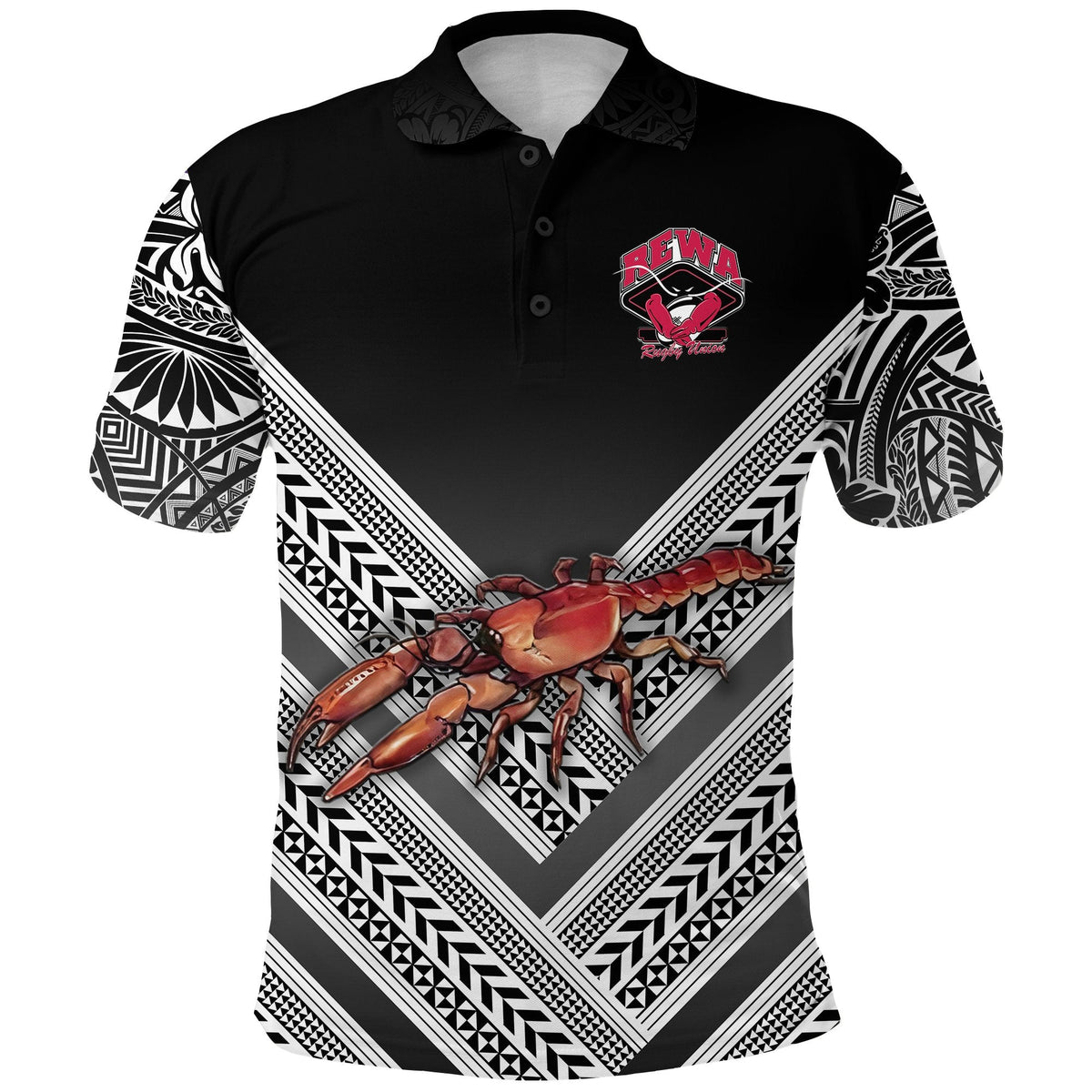 Custom Fiji Rewa Rugby Union Polo Shirt Creative Style Black, Custom Text And Number LT8 - Wonder Print Shop
