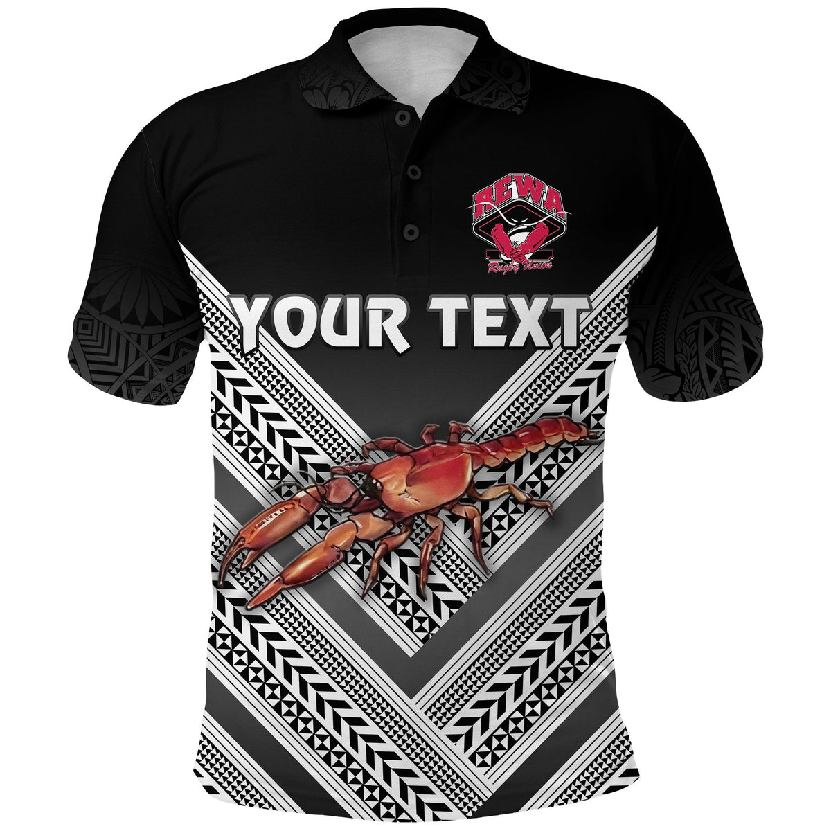 Custom Fiji Rewa Rugby Union Polo Shirt Creative Style Black NO.1 LT8 - Wonder Print Shop