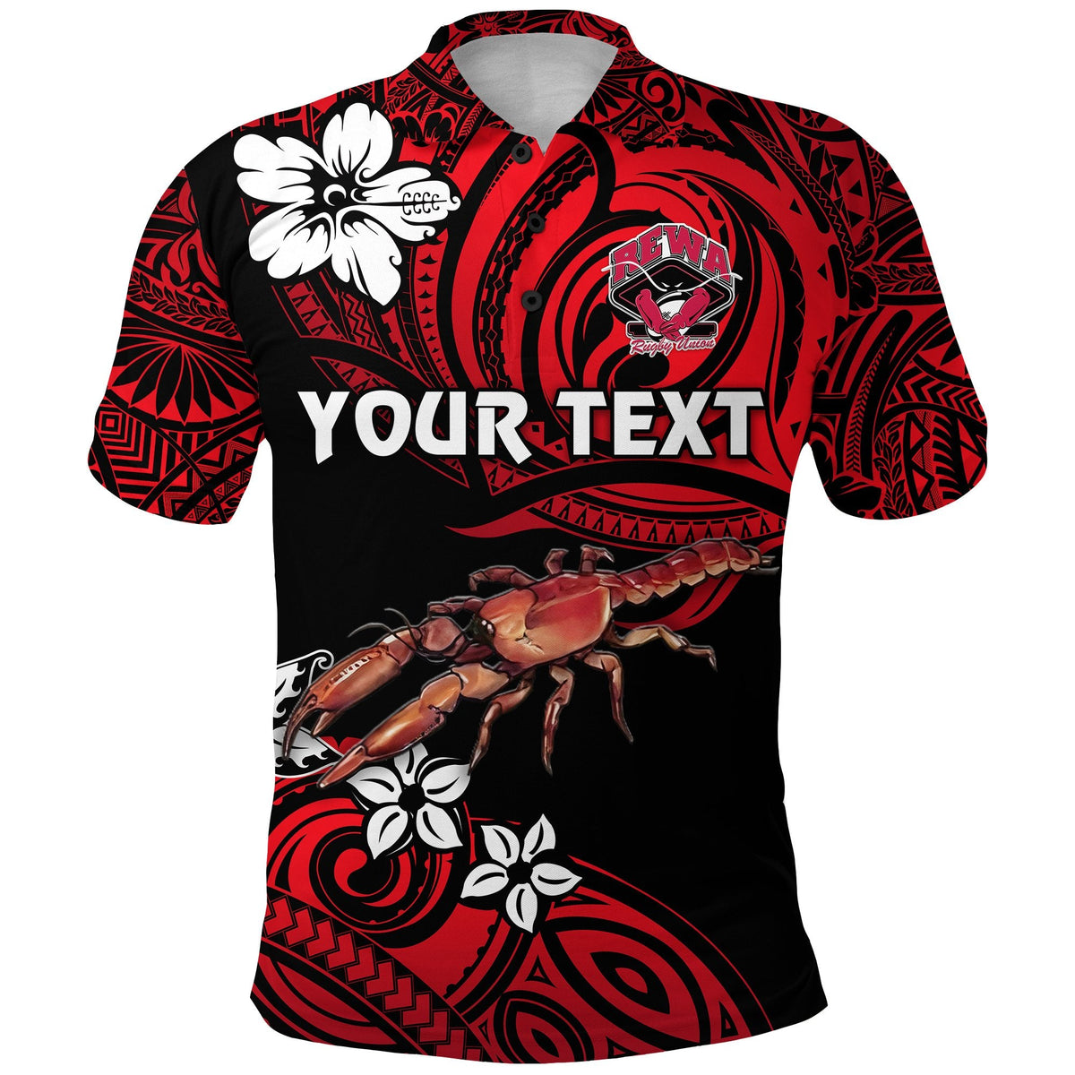 Custom Fiji Rewa Rugby Union Polo Shirt Unique Vibes Red LT8 - Wonder Print Shop