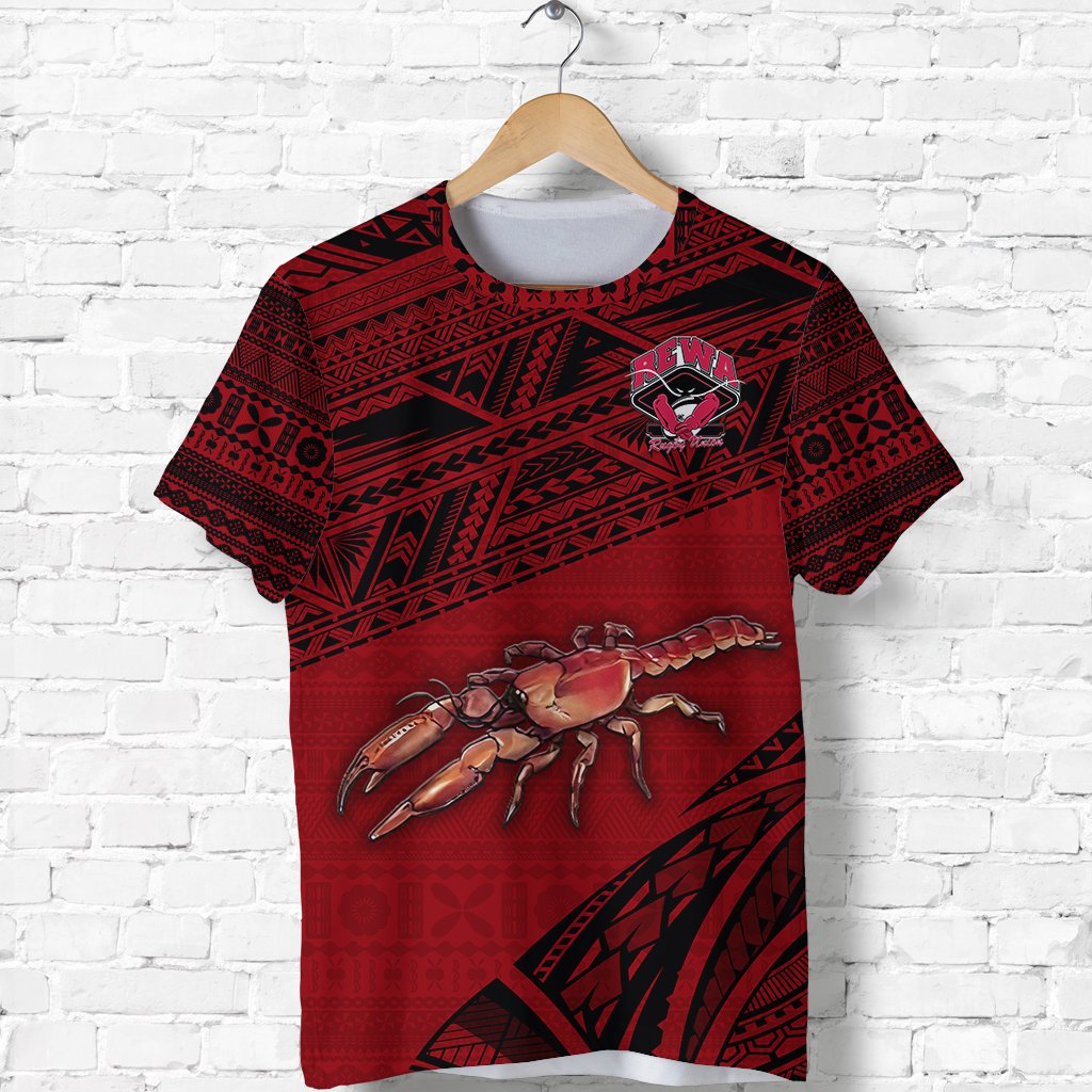 Custom Fiji Rewa Rugby Union T Shirt Special Version Red No.1, Custom Text and Number LT8 - Wonder Print Shop