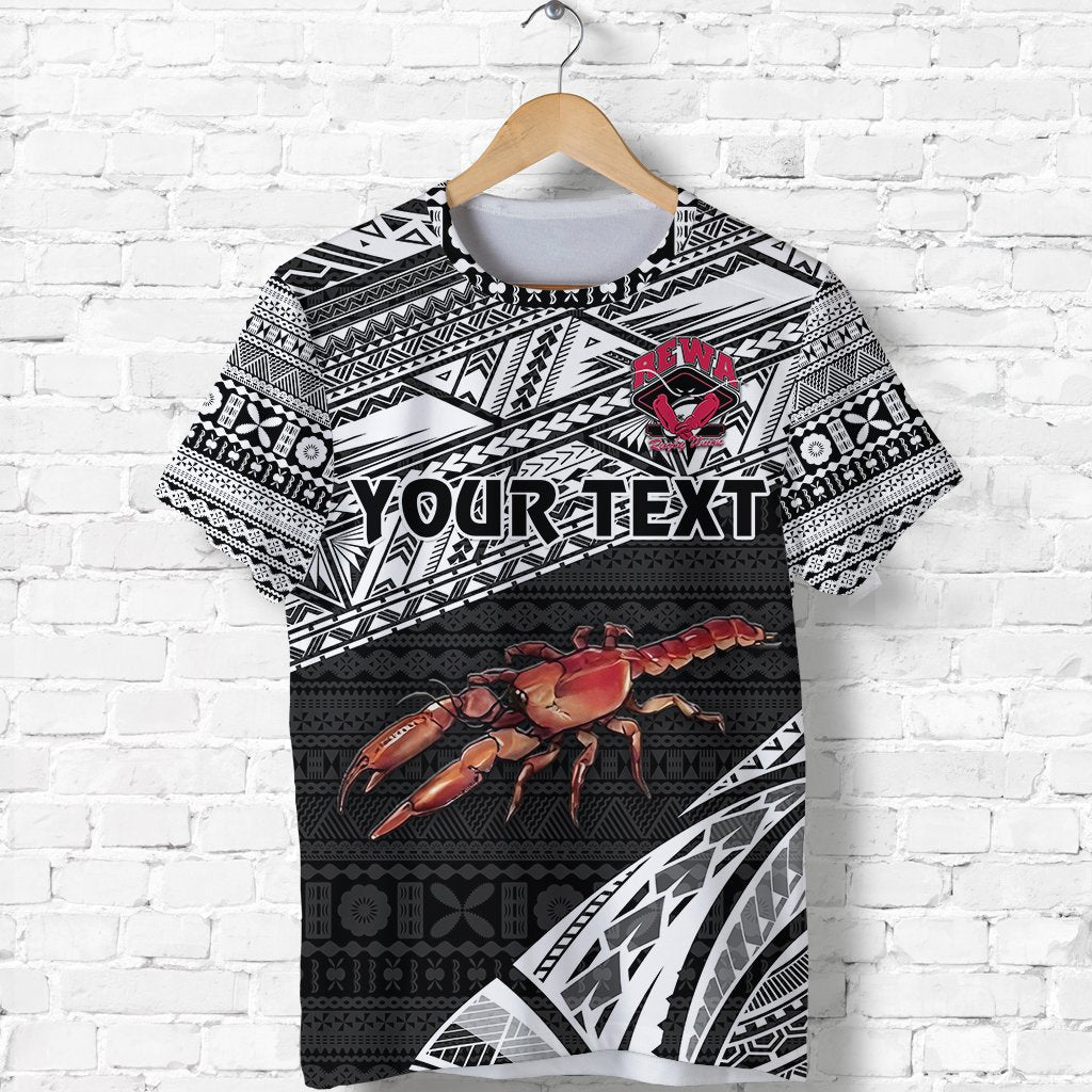 Custom Fiji Rewa Rugby Union T Shirt Special Version Black LT8 - Wonder Print Shop