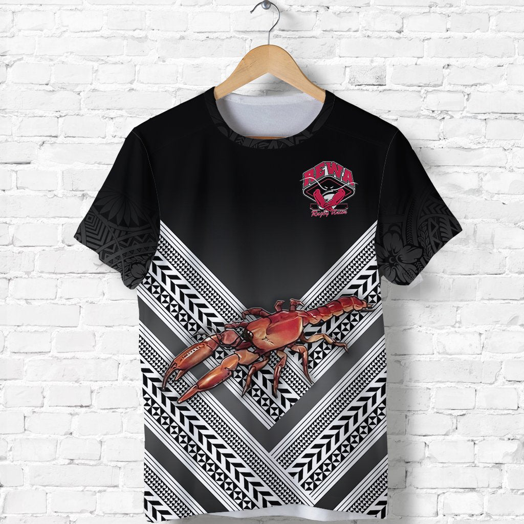 Custom Fiji Rewa Rugby Union T Shirt Creative Style Black No.1, Custom Text and Number LT8 - Wonder Print Shop