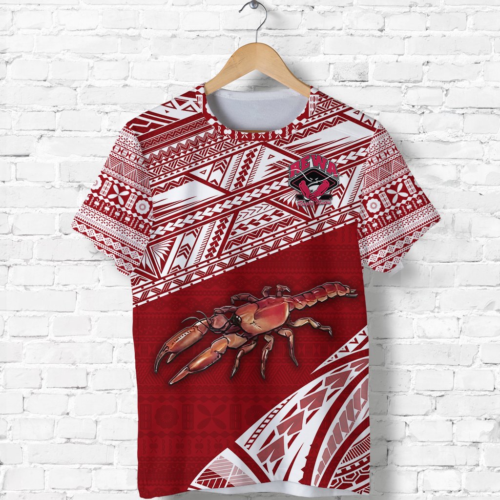 Custom Fiji Rewa Rugby Union T Shirt Special Version Red, Custom Text And Number LT8 - Wonder Print Shop