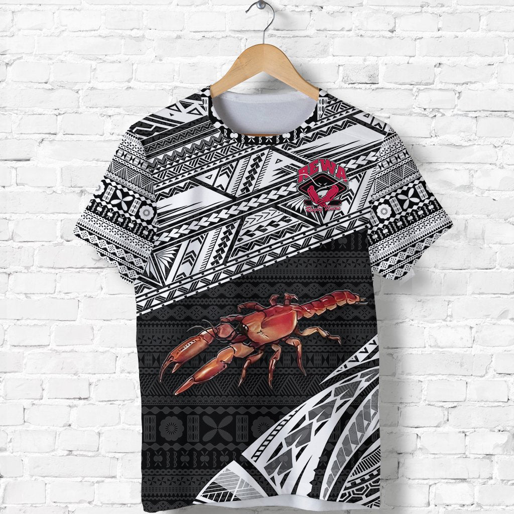 Custom Fiji Rewa Rugby Union T Shirt Special Version Black, Custom Text And Number LT8 - Wonder Print Shop