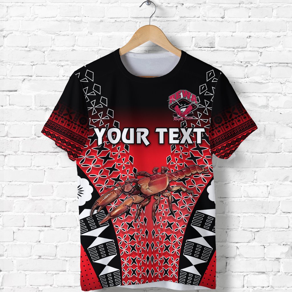 Custom Fiji Rewa Rugby Union T Shirt Tapa Style Red LT8 - Wonder Print Shop