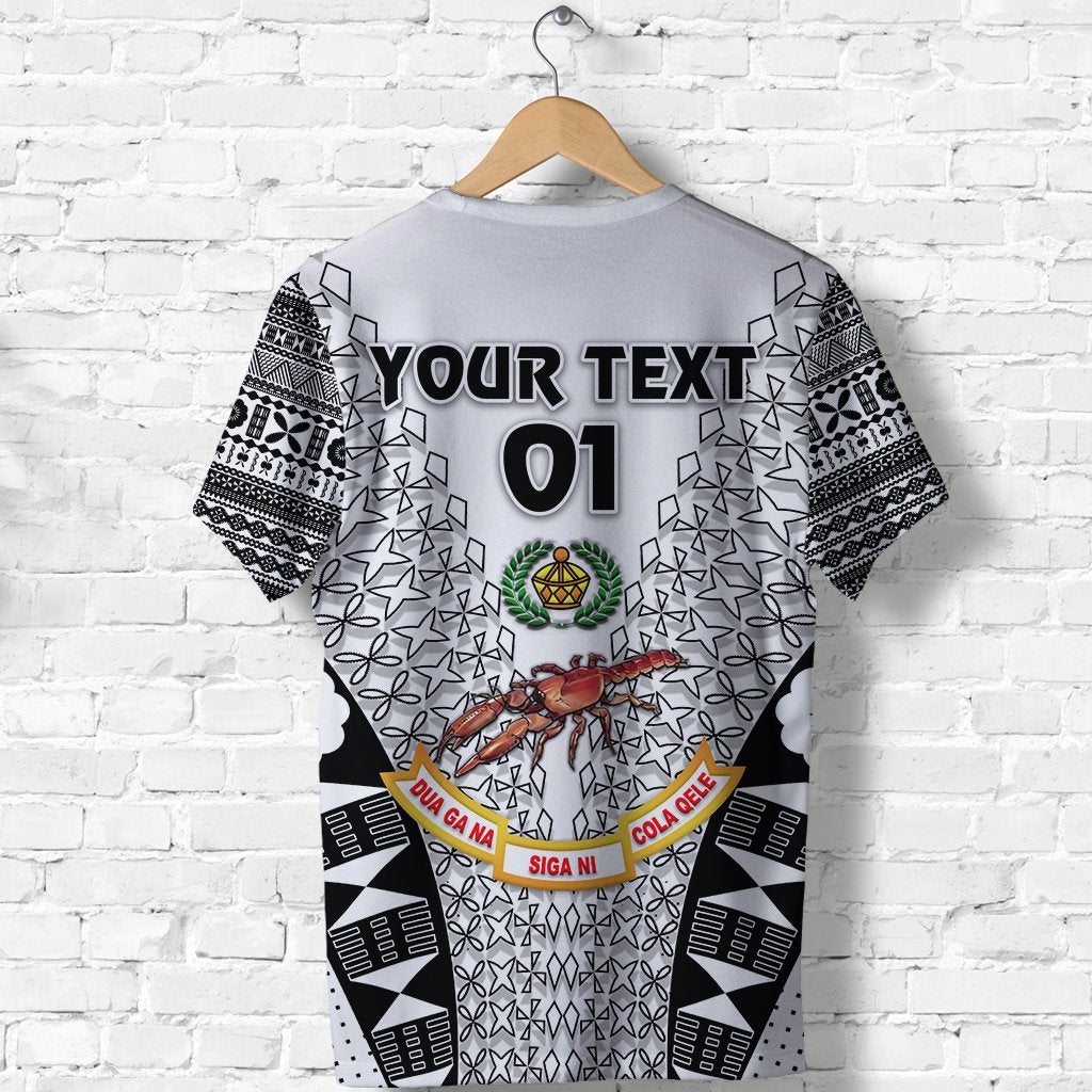 Custom Fiji Rewa Rugby Union T Shirt Tapa Style White, Custom Text And Number LT8 - Wonder Print Shop