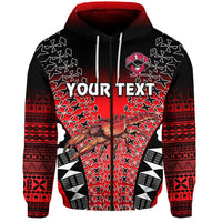 Custom Fiji Rewa Rugby Union Zip Hoodie Tapa Style Red LT8 - Wonder Print Shop