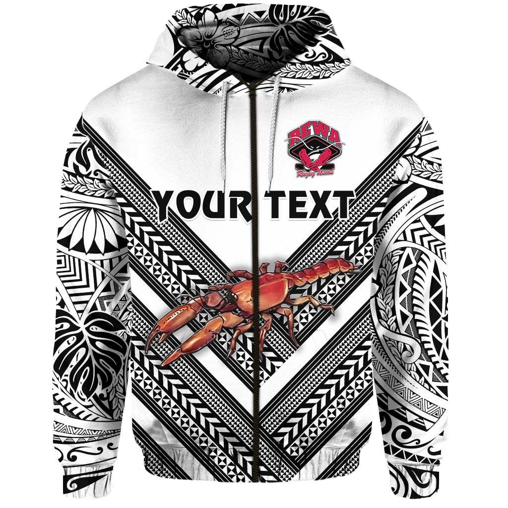 Custom Fiji Rewa Rugby Union Zip Hoodie Creative Style White LT8 - Wonder Print Shop