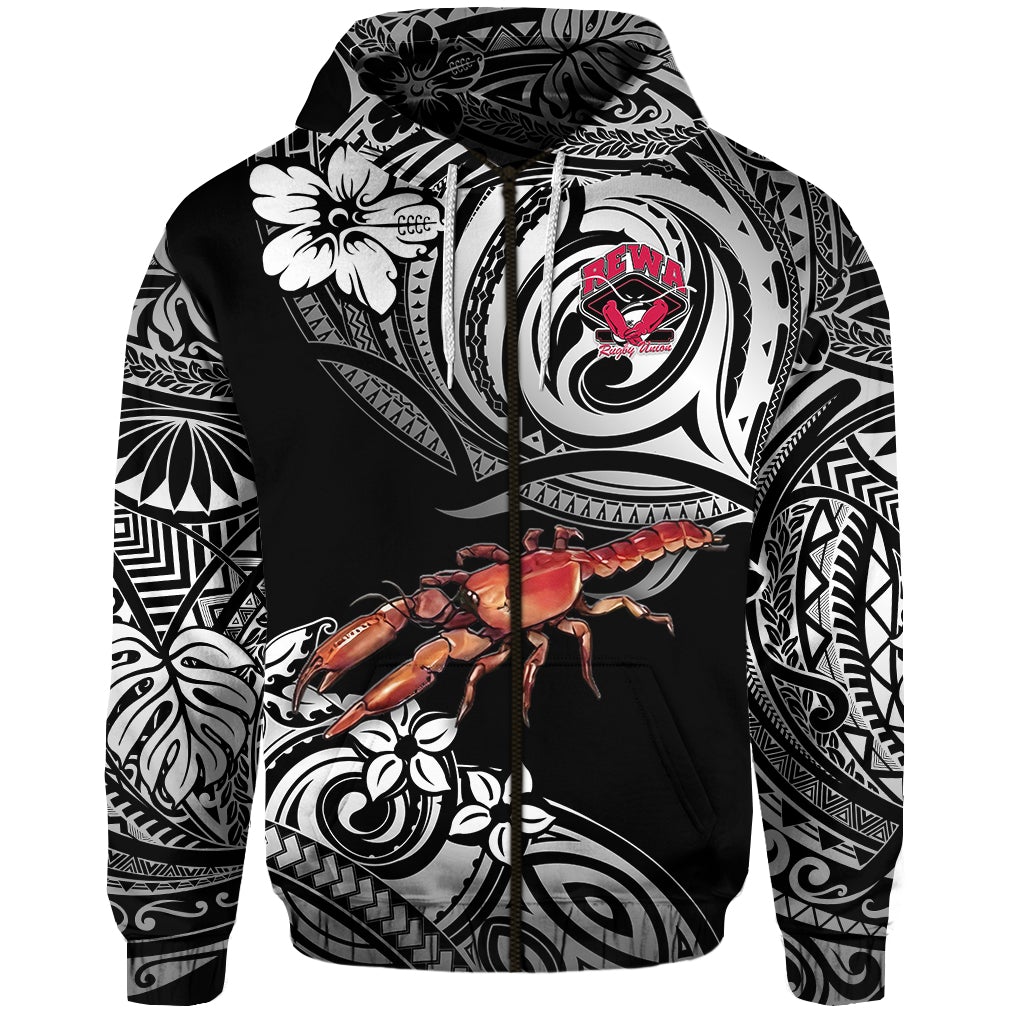 Fiji Rewa Rugby Union Zip Hoodie Unique Vibes Black LT8 - Wonder Print Shop