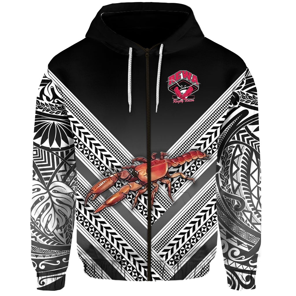 Fiji Rewa Rugby Union Zip Hoodie Creative Style Black LT8 - Wonder Print Shop
