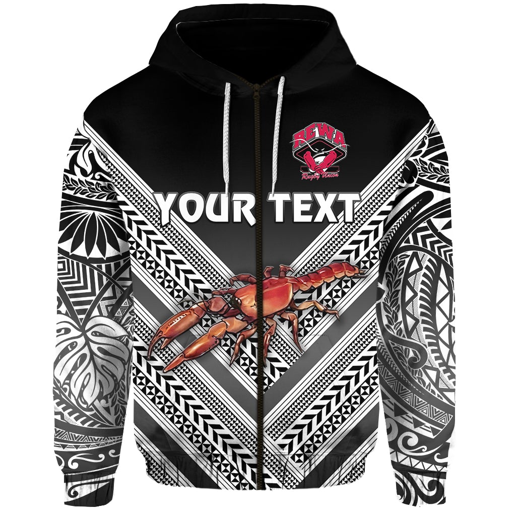 Custom Fiji Rewa Rugby Union Zip Hoodie Creative Style Black LT8 - Wonder Print Shop
