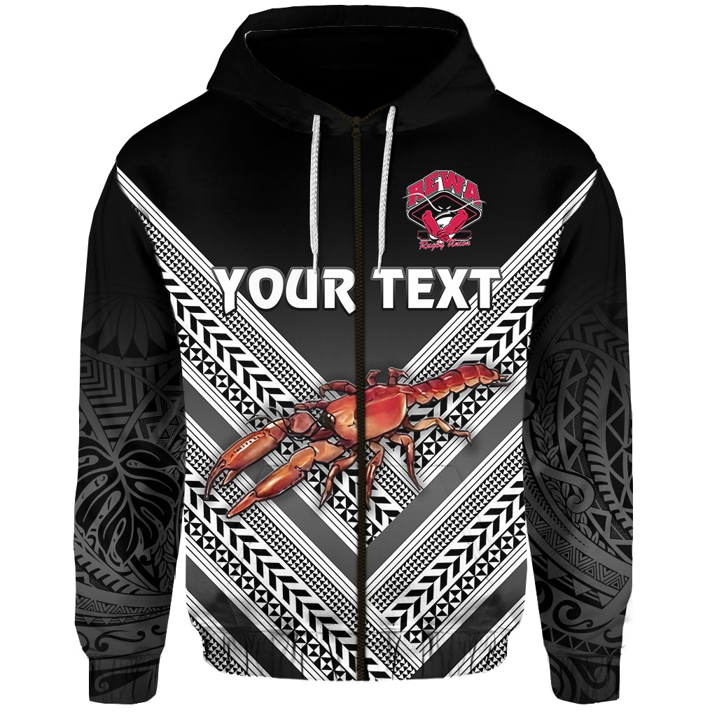 Custom Fiji Rewa Rugby Union Zip Hoodie Creative Style Black NO.1 LT8 - Wonder Print Shop