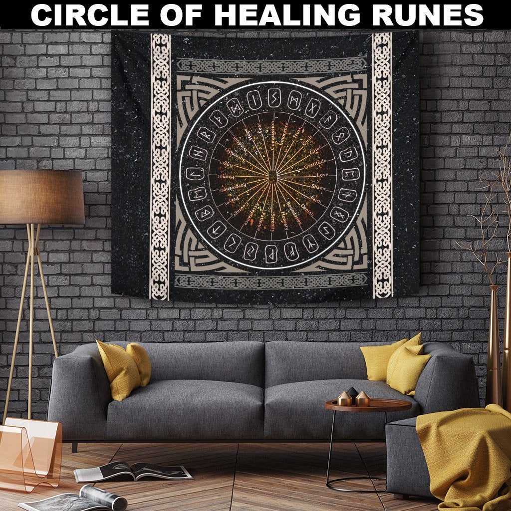 Viking Tapestry - A Circle Of Healing Runes RLT12 - Wonder Print Shop