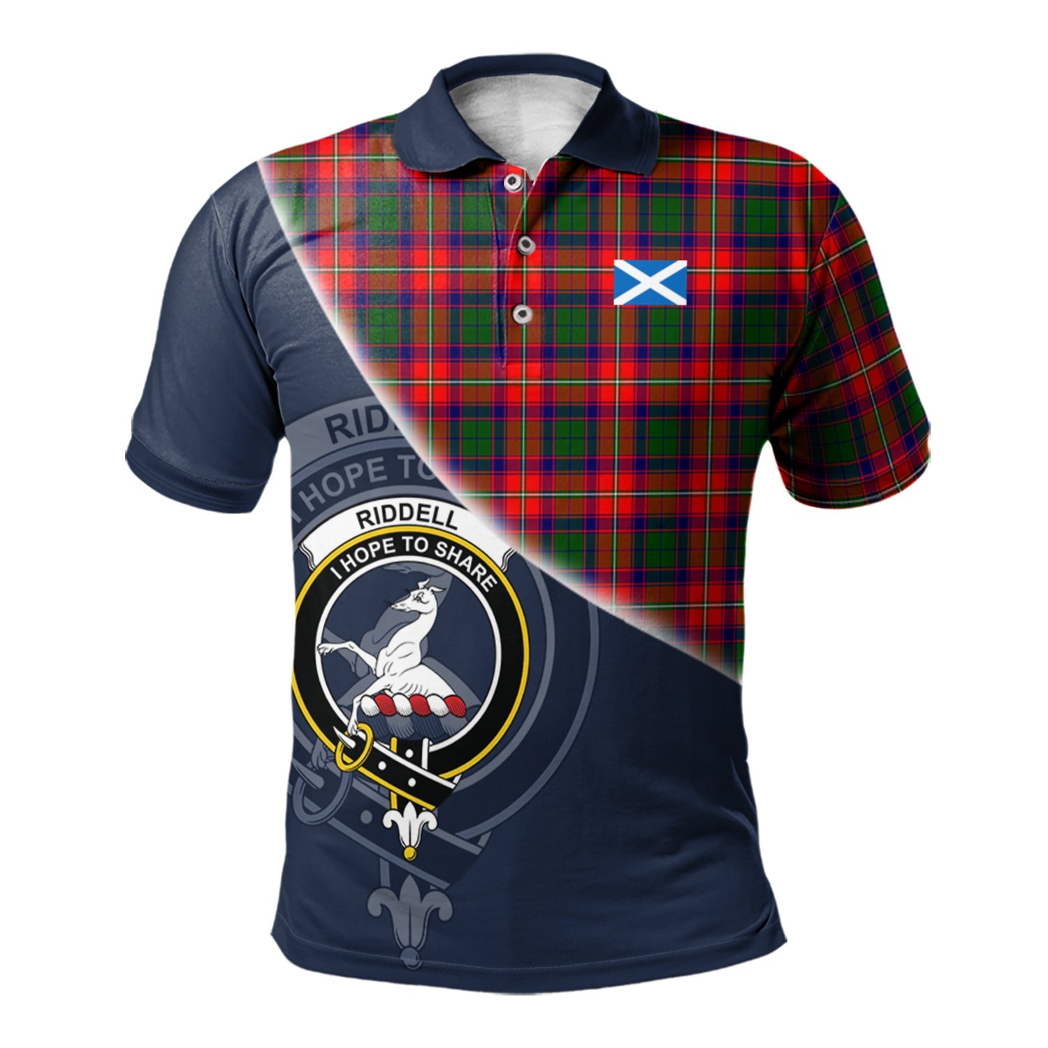 scottish-riddell-clan-crest-tartan-scotland-flag-half-style-polo-shirt