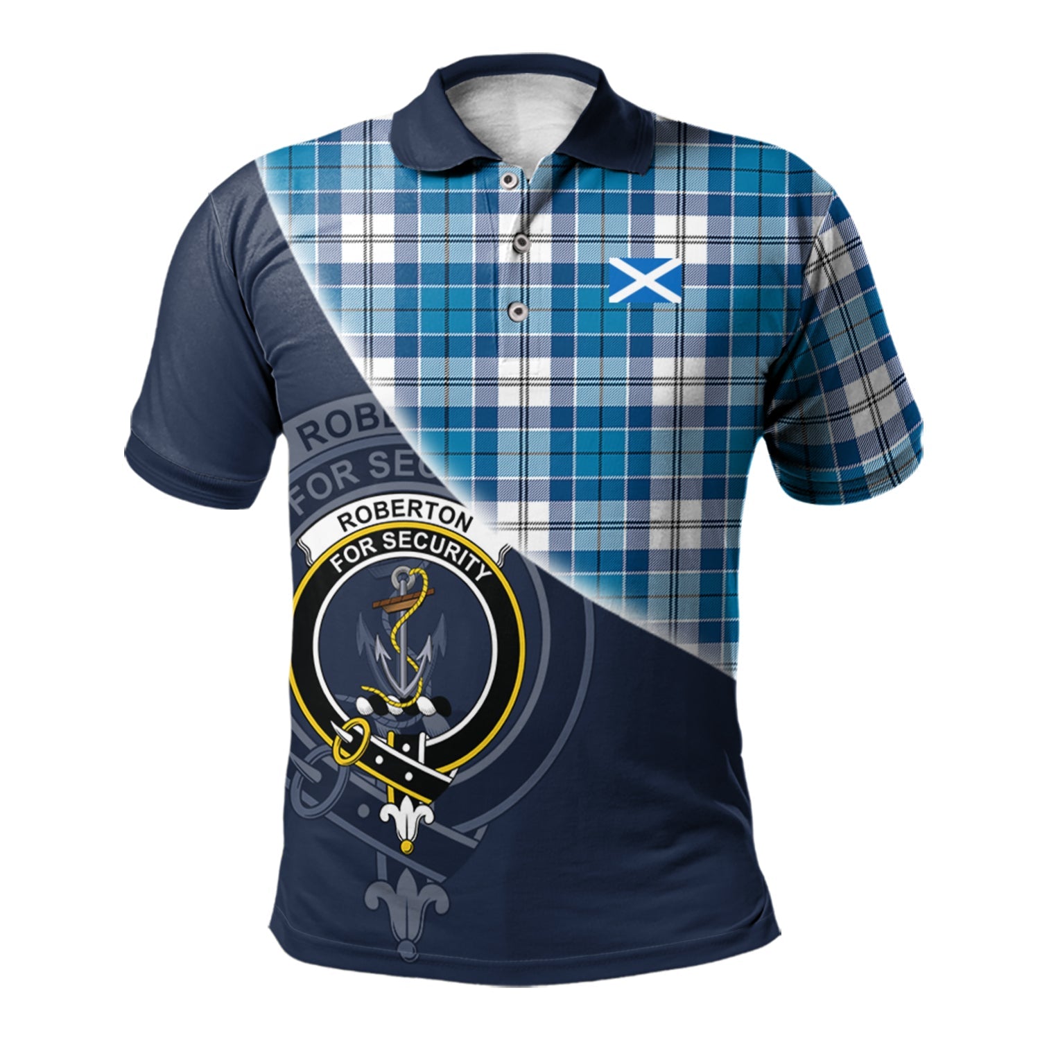 scottish-roberton-clan-crest-tartan-scotland-flag-half-style-polo-shirt