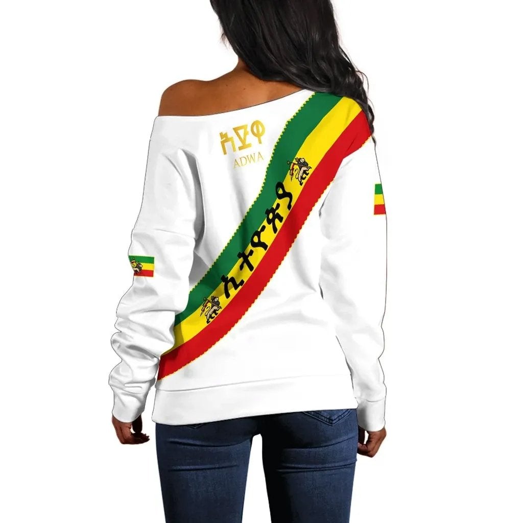 Adwa Victory Ethiopian Off Shoulder Sweater LT10 - Wonder Print Shop
