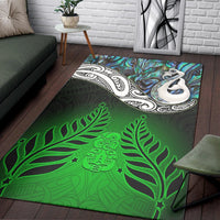 New Zealand Maori Area Rug Manaia Paua Shell Glitter Green LT4 - Wonder Print Shop