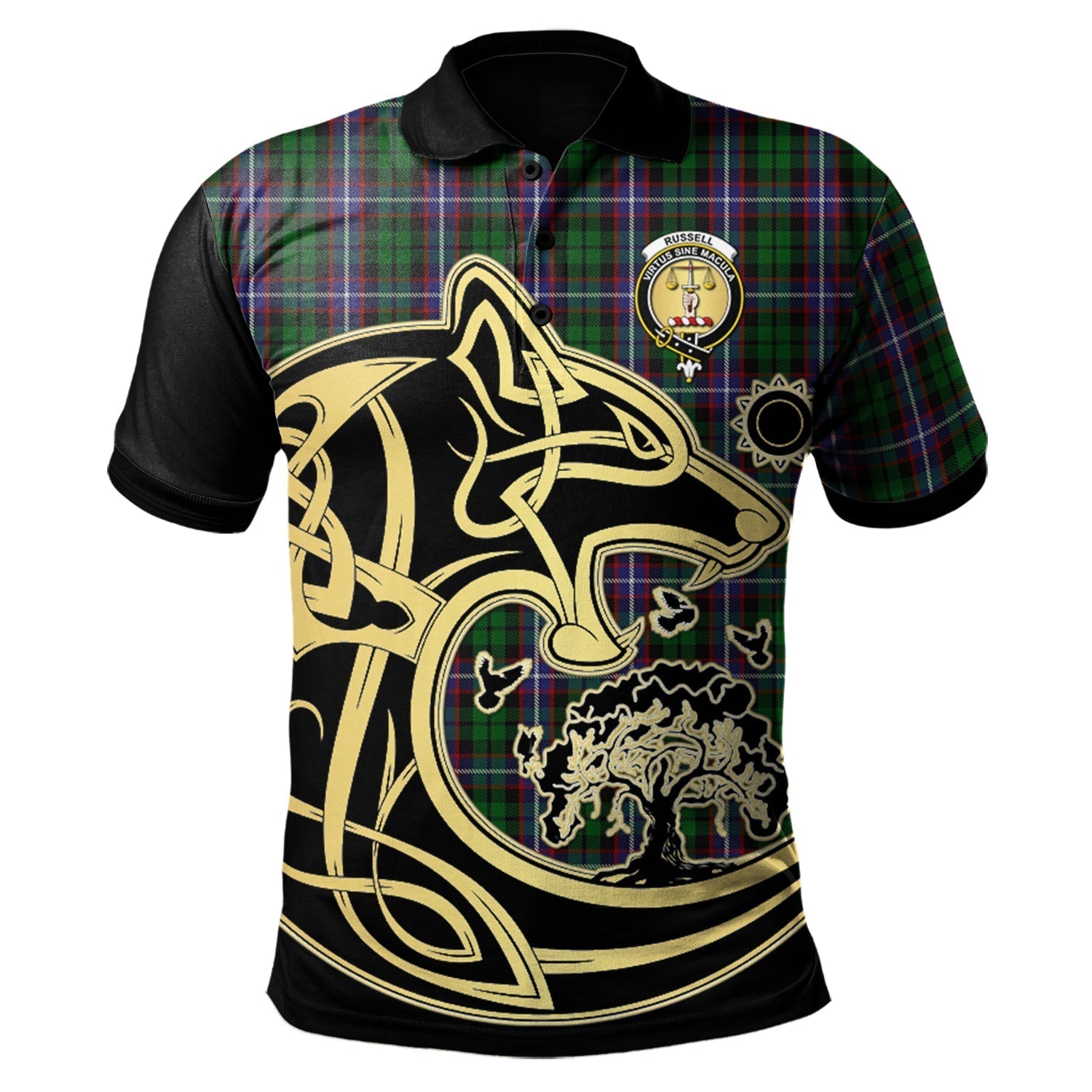 scottish-russell-clan-crest-tartan-celtic-wolf-style-polo-shirt