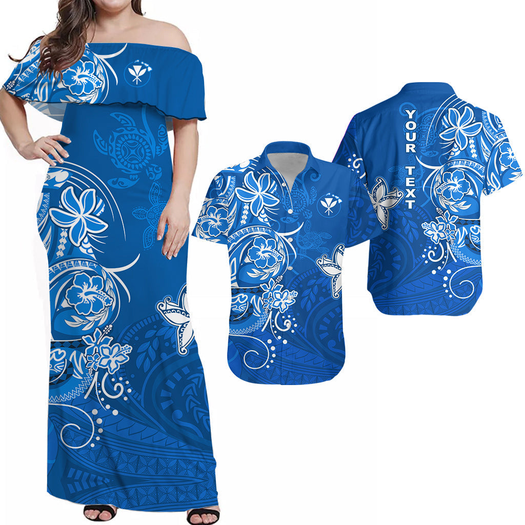 Personalised Hawaii Matching Hawaiian Shirt And Dress Polynesia Blue Sea Turtle Honu and Map LT13 - Wonder Print Shop