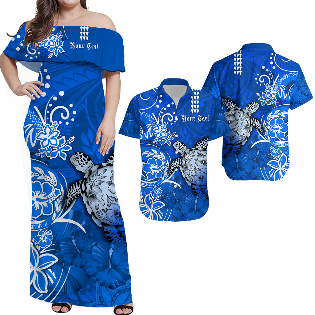 Personalised Hawaii Matching Hawaiian Shirt And Dress Polynesia Blue Sea Turtle Honu and Hibiscus LT13 - Wonder Print Shop